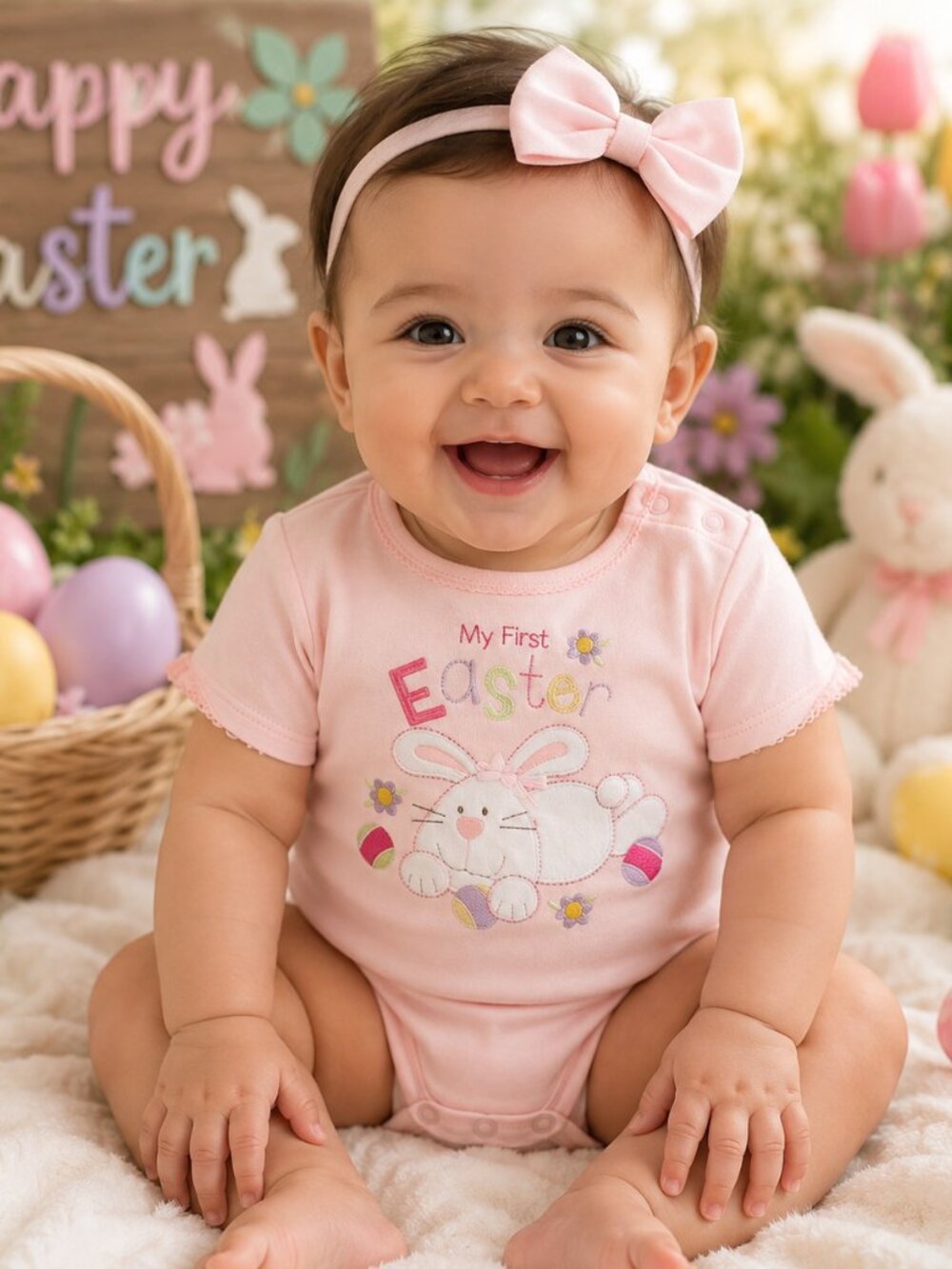 Miniwear Classics My First Easter Pink Bunny Onesie Baby Girl Size 18 Months NWT